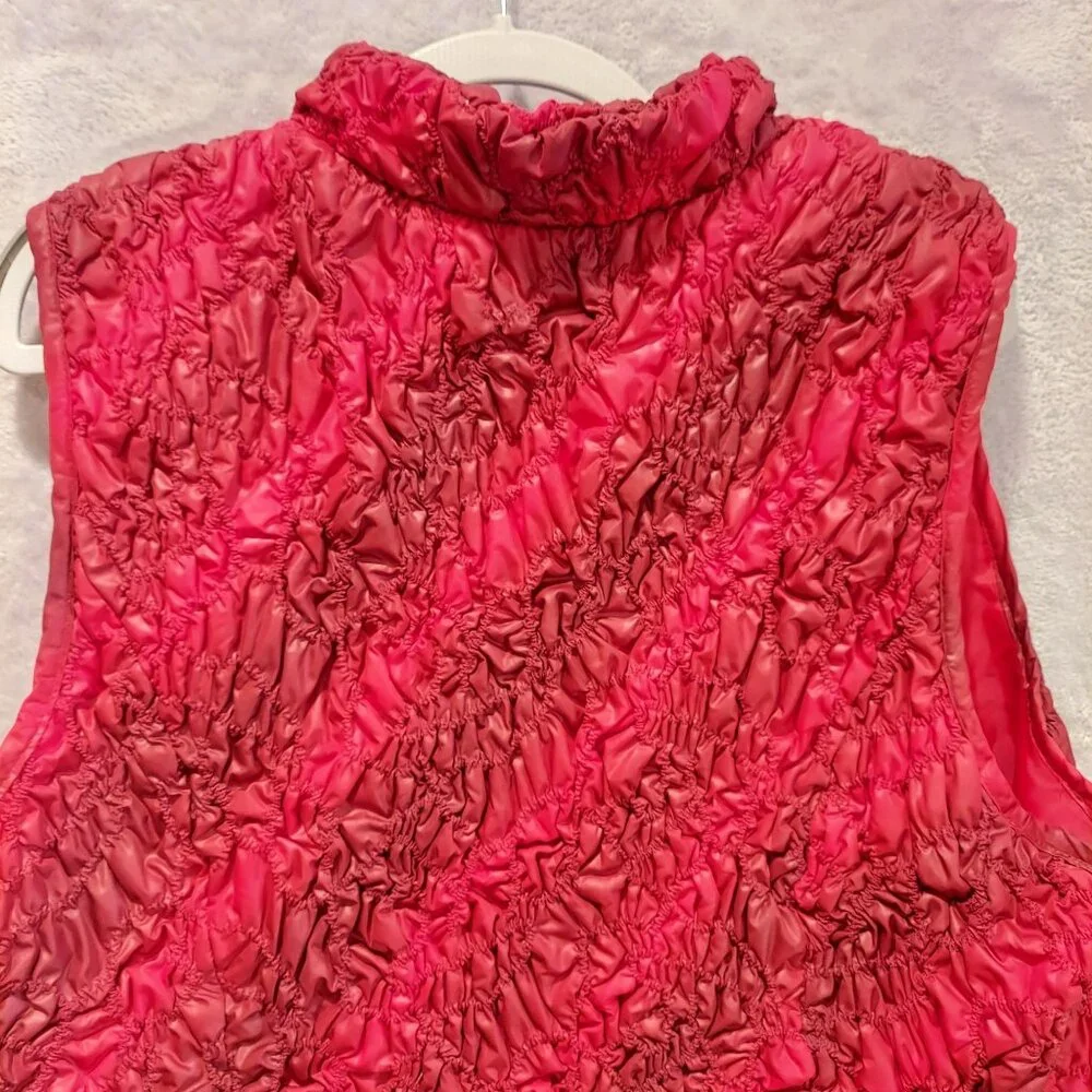 Christopher & Banks Womens L Vest Red Maroon ruched textured Colorful Bold warm - Picture 8 of 14